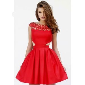 Sherri Hill Red Short Cutout Prom Party Homecoming Dress Sz 6